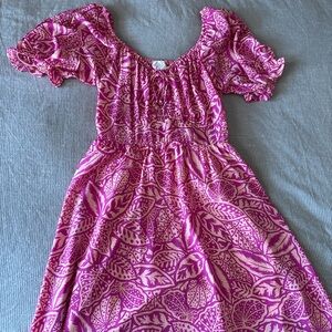 Sienna Sky Pink Leaf Pattern Midi Dress